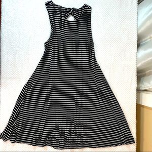 Womens Old Navy Black & White Striped, Knee Length Dress with Open Back & Tie